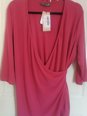 Caramella wrap blouse new, pink, size large