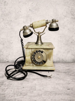 Marble telephone used, classic decorative with rotary dial
