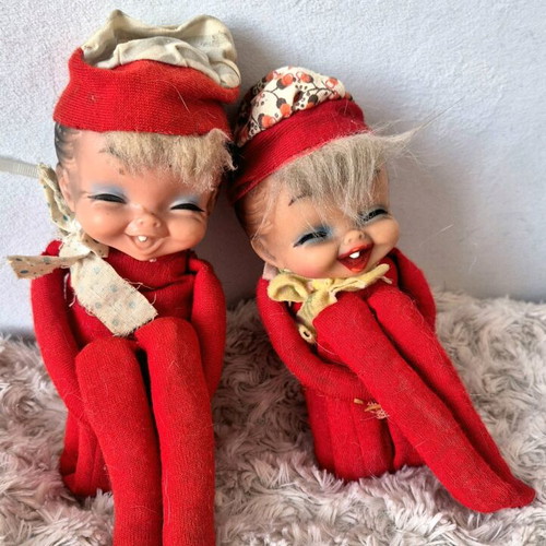Taiwan Japanese cloth dolls used, 1960s, set of two