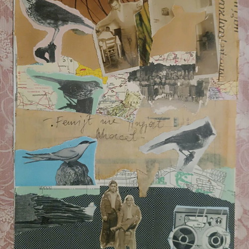 Mixed media collage custom order, set of 4 pieces