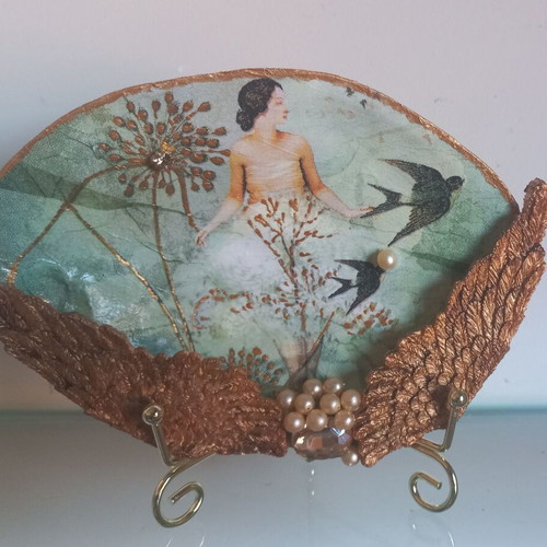 Decorative shell with decoupage techniques 16×14 cm new