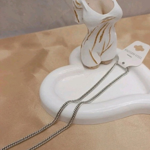 Steel necklace chain new, silver, 55 cm