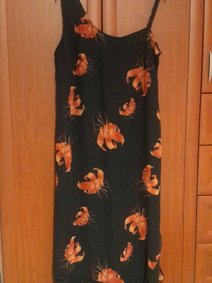 Dress like new, black with orange floral pattern, sizes XL and XXL