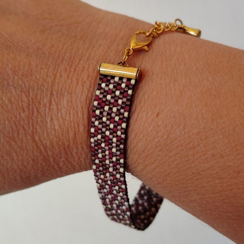 Miyuki bracelet handmade with brown and gold beads