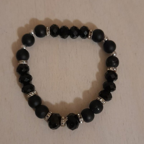Elastic bracelet new black with silver