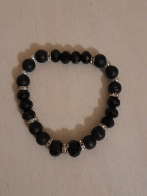 Elastic bracelet new black with silver