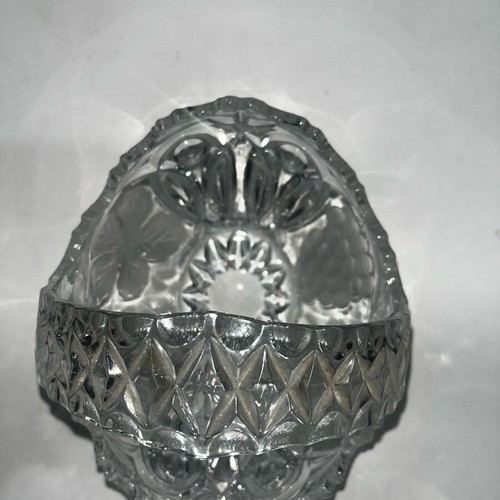 Crystal fondue bowl used, leaf and grape design