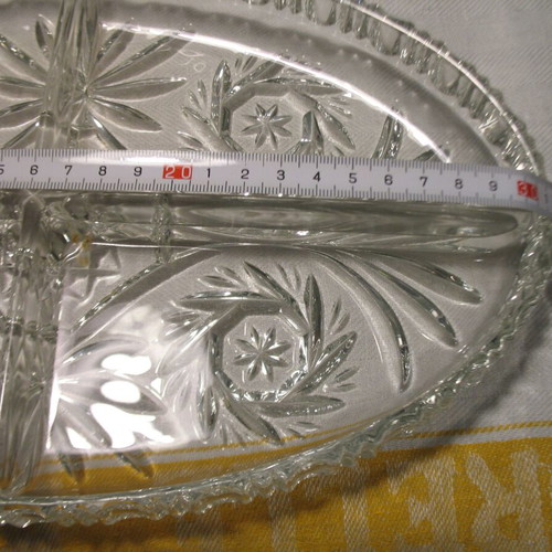 Crystal heavy nut tray like new, carved with 4 compartments