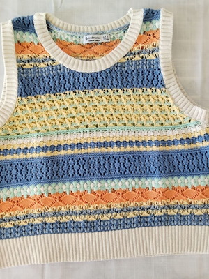 Stradivarius Crochet Knit Cotton Top multicolor, size M, like new
