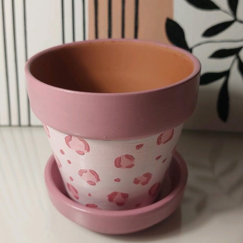 Hand-painted terracotta flowerpot new with saucer