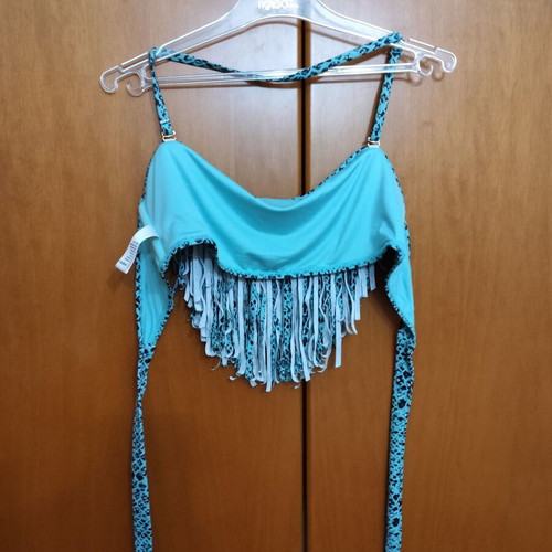 Bikini top with fringes like new, multicolor, size L
