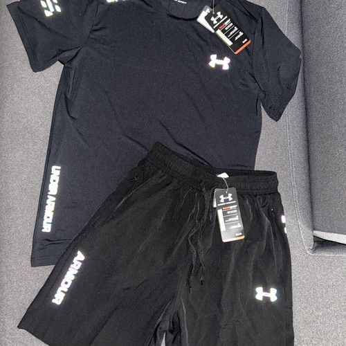 Under Armour reflective sportswear set, black, size M