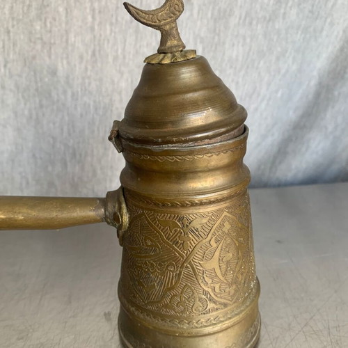 Coffee cezve old used, copper and brass
