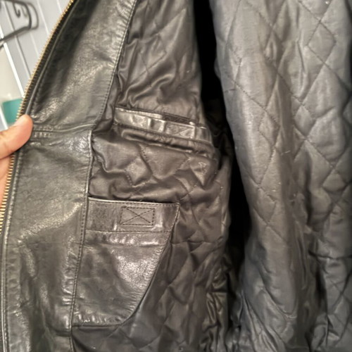 Chevignon leather bomber jacket, size XL, black