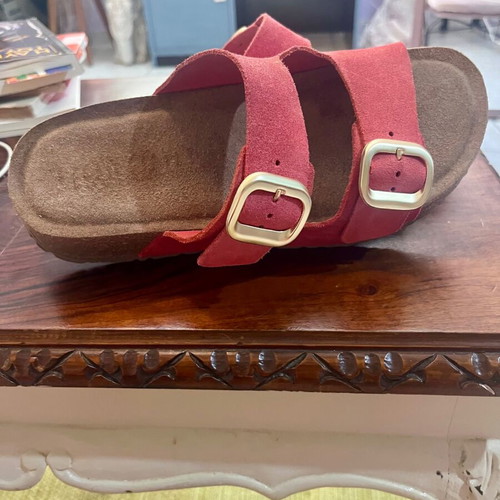 Yokono Wiwi coral flatform sandals, suede and cork