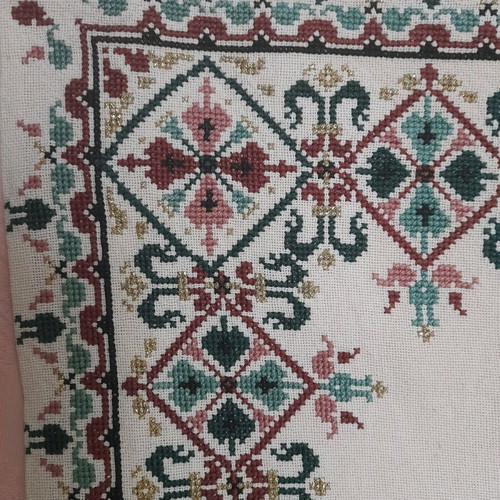 Embroidered square on canvas with Moulinex threads like new, 67×77cm