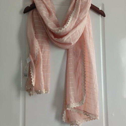 Pareo scarf Ble Resort Collection new, soft pink with lace