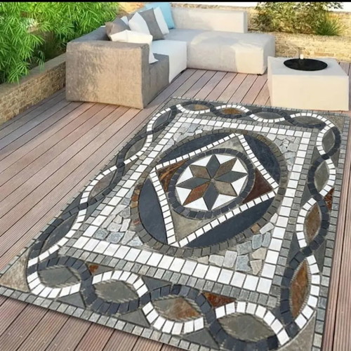 Rug new with elegant marble geometric pattern, washable polyester fiber