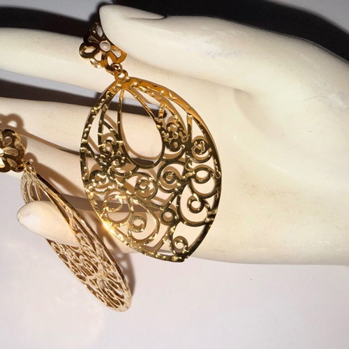 Bizermani gold-plated hammered earrings new