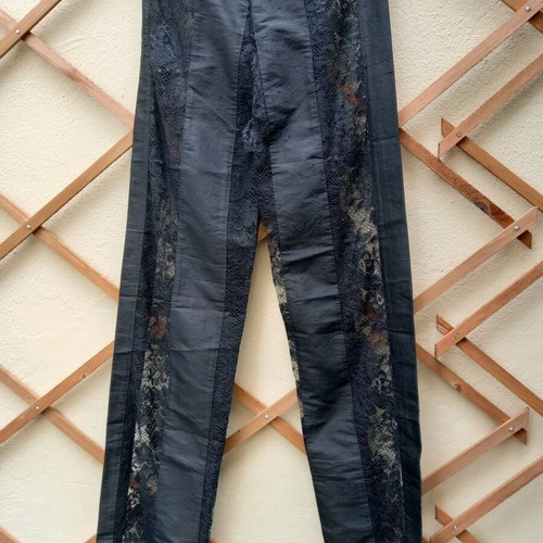 Seventy women's pants black, silk taffeta and lace, like new, XS