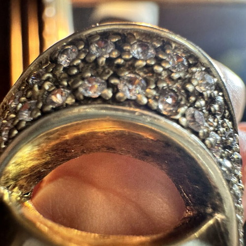 Ring 925 with 40 small diamonds like new, gold color