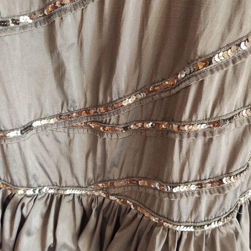 Evening dress with rhinestones, silver-gray, size XL