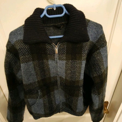 Zara Checked Knit Bomber Jacket like new, knitted checked cardigan