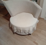 Modern round armchair, ice color, metal legs