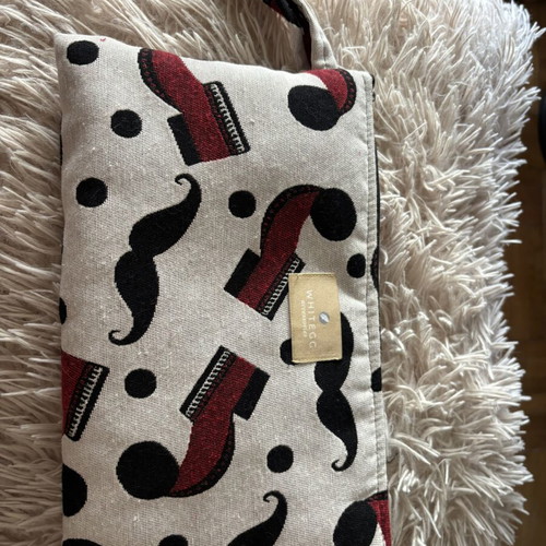 Handbag new, beige and red wristlet