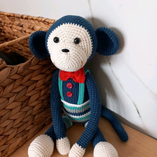 Handmade knitted monkey doll 36 cm new