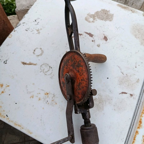Large hand drill used with minor tip repair needed