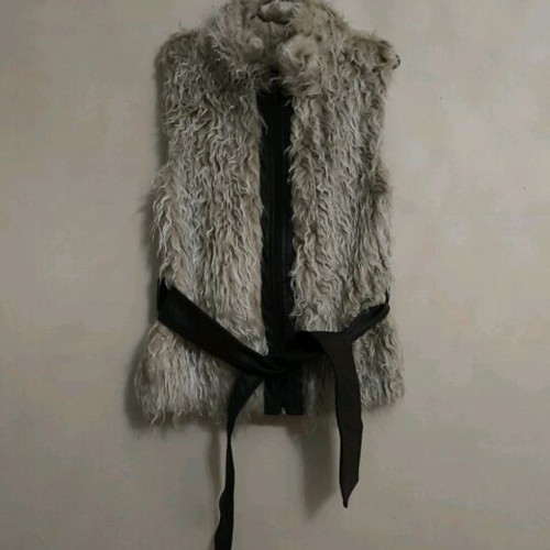 Fur sleeveless vest beige brown soft new Greek product