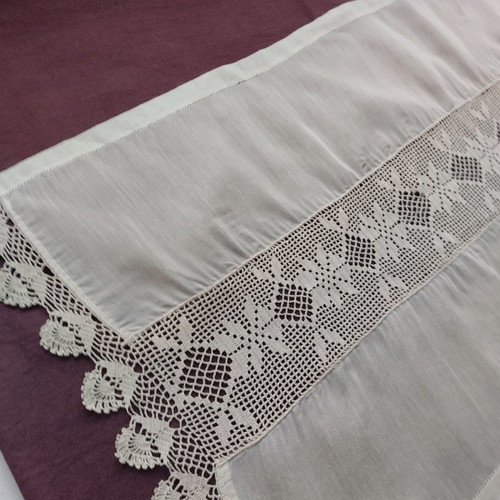 Handmade embroidery new, beige, 125x45 cm