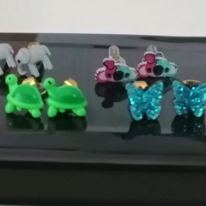 Children's earrings new, pack of eight pairs with animal designs