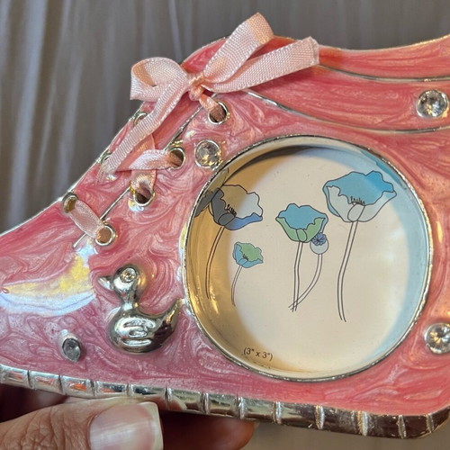 Baby photo frame pink shoe with rhinestones new