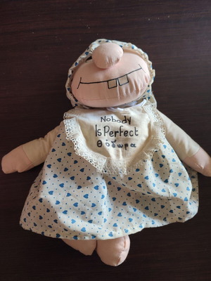 Vintage cloth doll used, 30cm height