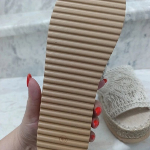 Espadrille-style slippers new, beige, size 40 narrow fit