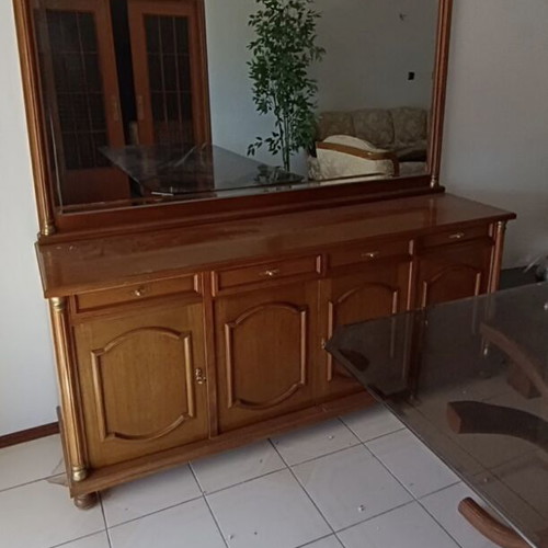 Solid wood buffet with large mirror like new