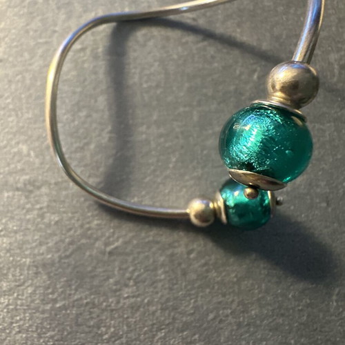 Venetian 925 Silver Bracelet with Authentic Murano Glass Charms like new, turquoise