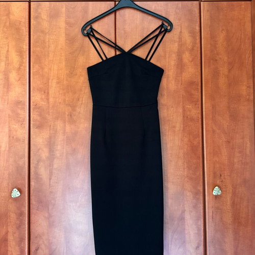 Black midi dress with thin straps used