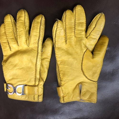 Dolce & Gabbana leather gloves used, yellow, size s-m