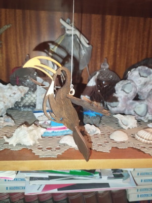 Wooden hanging toucan decoration, 10cm