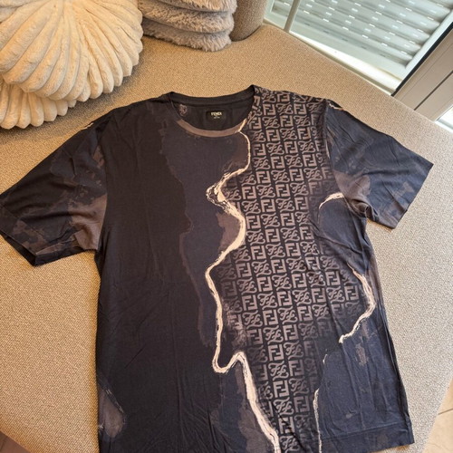 Fendi Roma T-shirt used, size L, cotton, black-brown