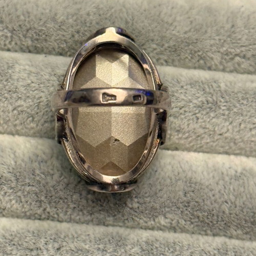 Silver ring with multicolor and green Swarovski stone new