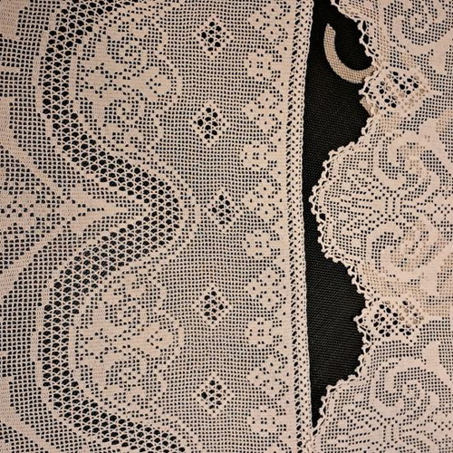 Knitted lace used, 2 pieces for curtains 60×40