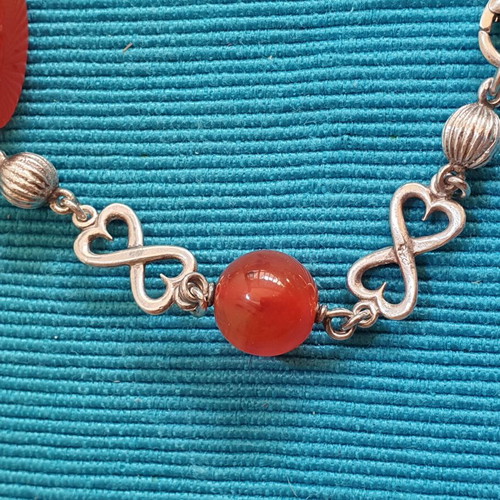 Silver 925 bracelet with carnelian stones used