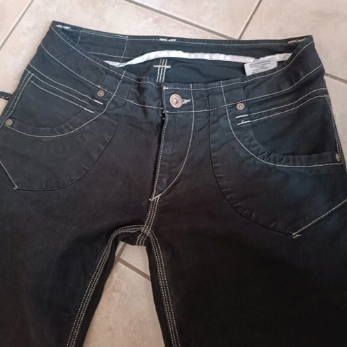 Vintage Freesoul jean pants used, black, low waist, wide leg, size 36