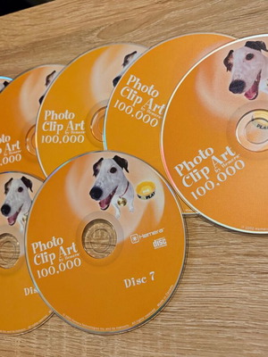 Hemera Photo Clip Art 100,000 CD-ROM software used, pack of 6 discs