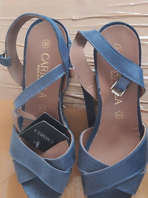 Δερμάτινα πέδιλα Carmela Footwear μπλε καινούργια νούμερο 38