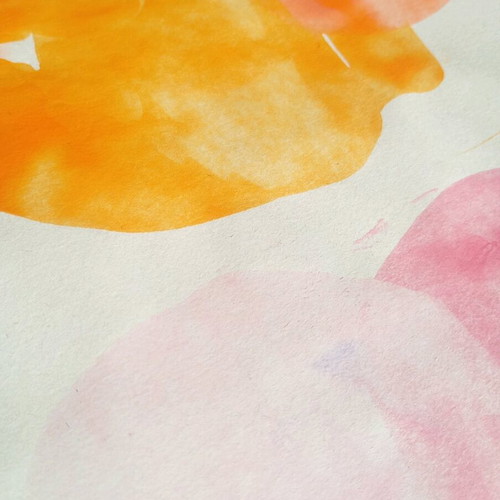 Abstract painting new, acrylic on paper, pastel tones